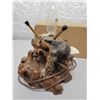 Image 4 : Vintage Wood Burl and Coral Lamp – Working – 10.5x9 inch