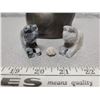 Image 2 : Pottery Cat with 2 Stone Kittens + Desert Rose Rock “Yarn Ball”