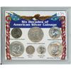 Image 1 : Six Decades of American Silver Coinage. Includes Silver 1943S Nickel, 1942 Dime, 1956D Dime, 1964 Qu