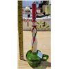Image 5 : Green glass candle holders, poinsetta & berries garland