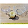 Image 1 : Metal net bowl, candy dish, Pillar candle & holder