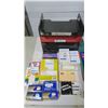 Image 2 : Box of office supplies, 4 file holders, 2 ledgers, etc.