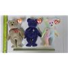Image 1 : 3 Bear beanie babies - Purple Princess, 1999 Signature Bear, Groovy Bear