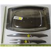 Image 1 : Stainless steel Carving set - Fork, knife & tray