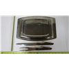 Image 2 : Stainless steel Carving set - Fork, knife & tray