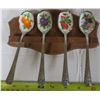 Image 4 : Souvenir  spoons on wooden Canada plague + 1 fruit spoon set, + 1 flower spoon set, + 5 spoons in a 