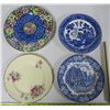 1047  4 Decorative plates  stall Oro shire plate (chipped), Rose with Gold trim (English plate), Repaired