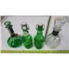 Image 2 : 3 Green Bottles (Captains Table, 2x Grolsch flip top Lager Beer bottles) + 1 Glass decanter bottle