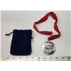 Image 1 : 2001 year of the volunteer royal Canadian mint medal. Huge 2 1/2" medal, suspended by a red lanyard.