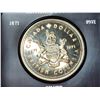 Image 2 : 1971 British Columbia centenary silver dollar. Housed in its original black clamshell case. Specimen