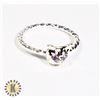 NEW SILVER TONE CAT ROPE RING WITH CLEAR RHINESTONE