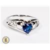 Image 1 : NEW SILVER TONE BLUE HEART GEMSTONE RING