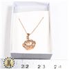 NEW RHINESTONE ROSE GOLD TONE CROWN NECKLACE