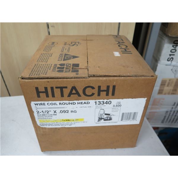Box Hitachi Wire Coil Round Head Ring Shank Nails 13340 New