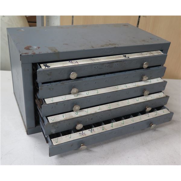 Metal 5 Drawer Tool Box w/ Misc Bits & Hardware