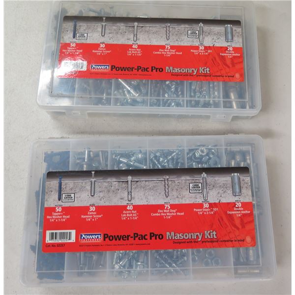 Qty 2 Powers Fasteners Power-Pac Pro Masonry Kits 02257 New in Package