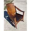 Image 1 : ANTIQUE WOOD ROCKER WITH LEATHER SEAT