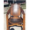 Image 20 : ANTIQUE WOOD ROCKER WITH LEATHER SEAT