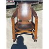 Image 21 : ANTIQUE WOOD ROCKER WITH LEATHER SEAT