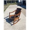 Image 3 : ANTIQUE WOOD ROCKER WITH LEATHER SEAT