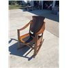 Image 4 : ANTIQUE WOOD ROCKER WITH LEATHER SEAT