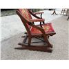 Image 13 : VINTAGE CARVED ROCKING CHAIR WITH EMBROIDERED HORSE UPHOLSTERY