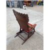 Image 16 : VINTAGE CARVED ROCKING CHAIR WITH EMBROIDERED HORSE UPHOLSTERY