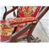 Image 8 : VINTAGE CARVED ROCKING CHAIR WITH EMBROIDERED HORSE UPHOLSTERY