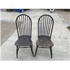 Image 1 : WOOD ROUND BACK CHAIRS; PAIR