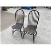 Image 3 : WOOD ROUND BACK CHAIRS; PAIR