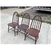 Image 2 : WOOD ROUND BACK CHAIRS; LOT OF 3