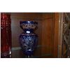 Image 2 : WATERFORD CRYSTAL CRANBERRY GLASS VASE & BLUE CUT TO CLEAR CRYSTAL VASE (2 PCS)