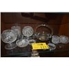 Image 1 : ASSORTED CRYSTAL & GLASS: BASKET, NAPKIN RINGS, SUGAR & CREAMER, STEMWARE, GLASS, ETC. (11 PCS)