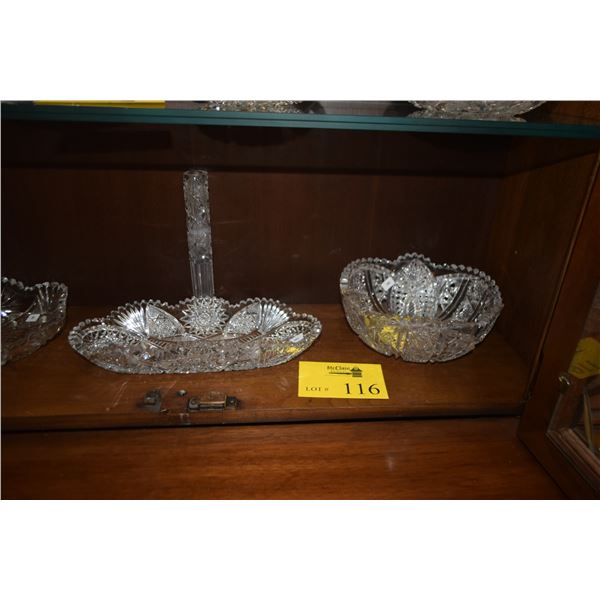 CRYSTAL BOWLS & BUD VASE (4 PCS)