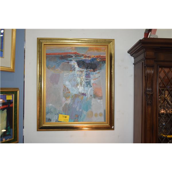 FRAMED PAINTING, DIAMOND HEAD; SIGNED LAU CHUN (30 3/4" X 36 1/2")