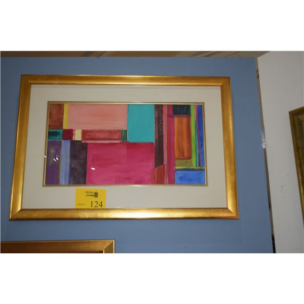 FRAMED WATERCOLOR, ABSTRACT; SIGNED MARY SILVA (30 1/2" X 21")