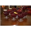 Image 2 : VINTAGE RUBY RED SHERBET W/CLEAR WAFER STEM (11 PCS)