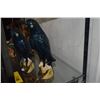 Image 2 : CHINESE BLUE PARROT CERAMIC SCULPTURES ((10 1/2" X 12 1/2") (2 PCS)