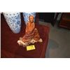 Image 1 : CHINESE LEATHER ART BY LIU MAO CHAN W/STAND & PLEXI CASE (13")