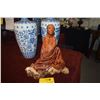 Image 2 : CHINESE LEATHER ART BY LIU MAO CHAN W/STAND & PLEXI CASE (13")
