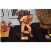 Image 1 : CHINESE LEATHER SCULPTURE REPRESENTING ARTIST LIU MAO CHAN'S FATHER W/STAND & PLEXI CASE (17")