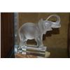 Image 2 : FRENCH LALIQUE FROSTED CRYSTAL ELEPHANT W/TRUNK RAISED, BASE MARKED LALIQUE FRANCE (6 1/2" X 6")