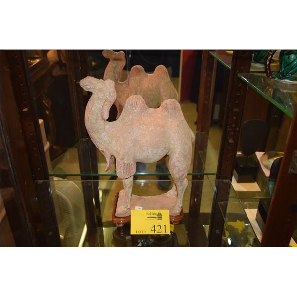 ANTIQUE CHINESE TANG POTTERY CAMEL (TANG DYNASTY) W/STAND (14 1/2")