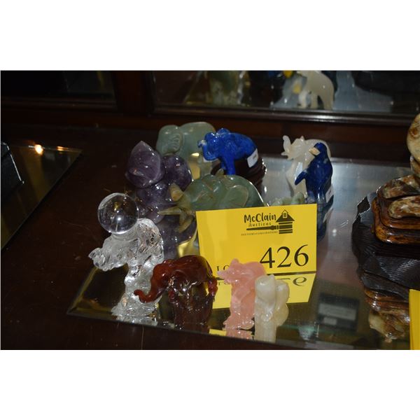 COLLECTION OF STONE & GLASS ANIMALS (11 PCS)
