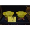 Image 1 : YELLOW PEKING GLASS BOWLS W/RAISED PLUM BLOSSOMS, EARLY 20TH CENTURY (2 PCS)