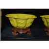 Image 2 : YELLOW PEKING GLASS BOWLS W/RAISED PLUM BLOSSOMS, EARLY 20TH CENTURY (2 PCS)