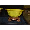 Image 3 : YELLOW PEKING GLASS BOWLS W/RAISED PLUM BLOSSOMS, EARLY 20TH CENTURY (2 PCS)