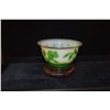 Image 2 : CHINESE PEKING GLASS BOWL W/GREEN OVERLAY, CARVED FLORAL DESIGN, EARLY 20TH CENTURY (2 1/4")
