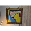 Image 1 : FRAMED ABSTRACT, "PINK ROAD"; SIGNED OJILE '04 (20" X 20")