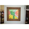 Image 3 : FRAMED ABSTRACT, "GARDEN"; SIGNED OJILE '03 (23 1/4" X 23 1/4")